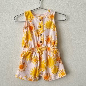 Burt’s Bees Baby yellow orange sun print sleeveless tank romper